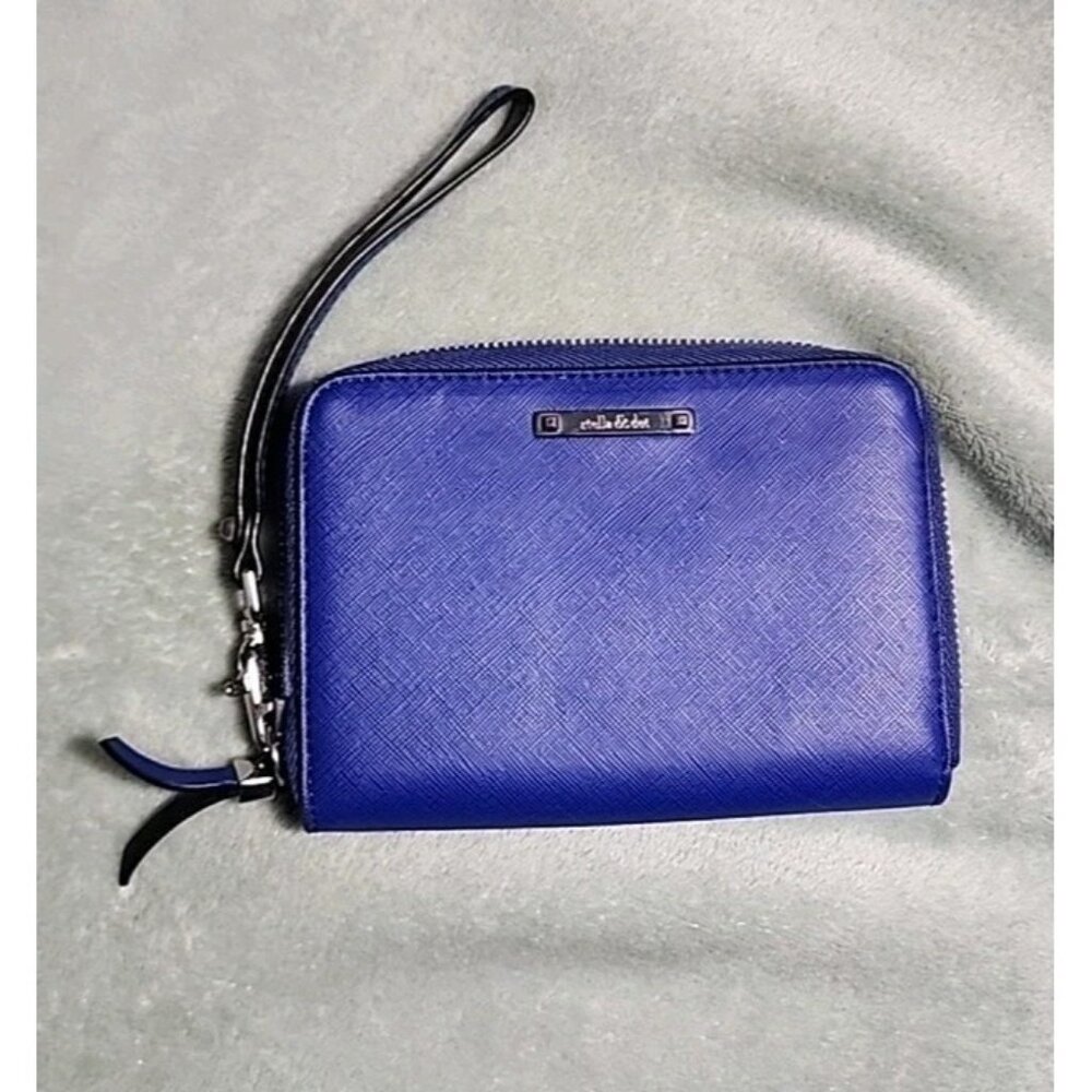Stella & Dot Chelsea Tech Wallet Zip Around Clutch Cobalt Blue 6 x 4 Inch Vegan